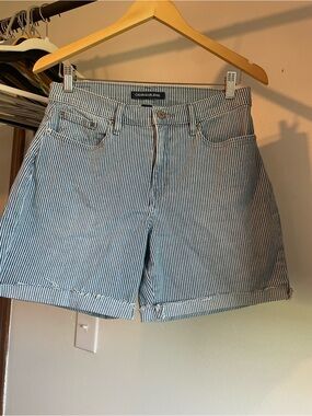 Calvin Klein Jeans Blue and White Pinstripe Denim Shorts
